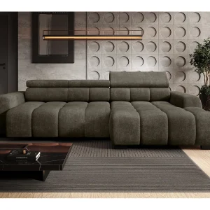Hoekbank BULL – modern, verstelbare zitting, zonder slaapfunctie, Eden, rechteropstelling, 285x168x97 cm, kleur donkergrijs