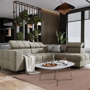 Hoekbank PABLOS met verstelbare hoofdsteun 279x201cm | Slapen & Opbergen, Crème Vogue, Rechts Hoekbank PABLOS met verstelbare hoofdsteun 279x201cm | Slapen & Opbergen, Crème Vogue, Rechts