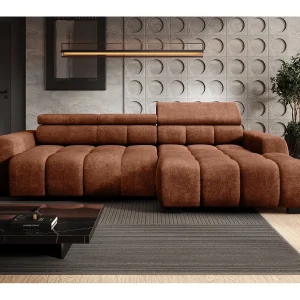 Hoekbank BULL – modern, verstelbare zitting, zonder slaapfunctie, Eden, rechteropstelling, 285x168x97 cm, kleur bruin