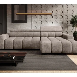 Hoekbank BULL – modern, verstelbare zitting, zonder slaapfunctie, Eden, rechteropstelling, 285x168x97 cm, kleur donkerbeige