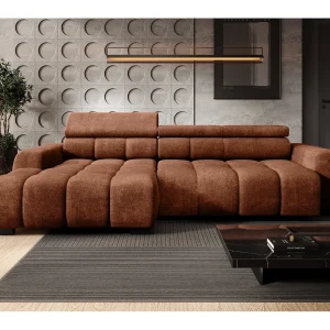Hoekbank BULL – modern, verstelbare zitting, zonder slaapfunctie, Eden, linkeropstelling, 285x168x97 cm, kleur bruin