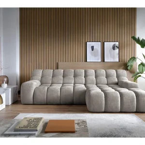 Hoekbank CAMPILE met elektrisch verstelbare zitting, verstelbare hoofdsteunen, rechts indeling, 288x119x85 cm, kleur lichtgrijs Hoekbank CAMPILE met elektrisch verstelbare zitting, verstelbare hoofdsteunen, rechts indeling, 288x119x85 cm, kleur lichtgrijs