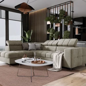 Hoekbank PABLOS met verstelbare hoofdsteun 279x201cm | Slapen & opbergen, Crème Vogue, Links Hoekbank PABLOS met verstelbare hoofdsteun 279x201cm | Slapen & opbergen, Crème Vogue, Links
