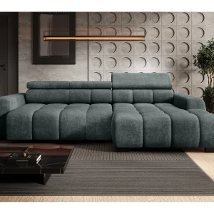 Hoekbank BULL – modern, verstelbare zitting, zonder slaapfunctie, Eden, rechteropstelling, 285x168x97 cm, kleur blauwgroen