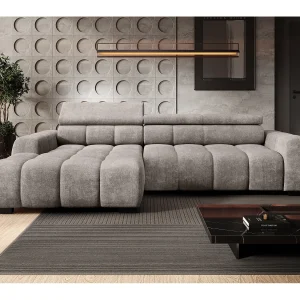 Hoekbank BULL – modern, verstelbare zitting, zonder slaapfunctie, Eden, linkeropstelling, 285x168x97 cm, kleur lichtgrijs