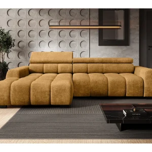 Hoekbank BULL – modern, verstelbare zitting, zonder slaapfunctie, Eden, linkeropstelling, 285x168x97 cm, kleur goud