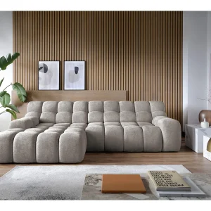 Hoekbank CAMPILE met elektrisch verstelbare zitting, verstelbare hoofdsteunen, linkse opstelling, 288x119x85 cm, kleur lichtgrijs Hoekbank CAMPILE met elektrisch verstelbare zitting, verstelbare hoofdsteunen, linkse opstelling, 288x119x85 cm, kleur lichtgrijs