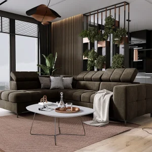 Hoekbank PABLOS met verstelbare hoofdsteun 279x201cm | Slapen & Opbergen, Bruin Vogue, Links Hoekbank PABLOS met verstelbare hoofdsteun 279x201cm | Slapen & Opbergen, Bruin Vogue, Links