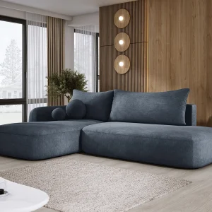 Hoekbank BABU met slaapfunctie – Moderne lounge voor woonkamer, functionele slaapbank in stof CLOUD, 300x105x60cm, linkerzijde, Grafiet Hoekbank BABU met slaapfunctie – Moderne lounge voor woonkamer, functionele slaapbank in stof CLOUD, 300x105x60cm, linkerzijde, Grafiet