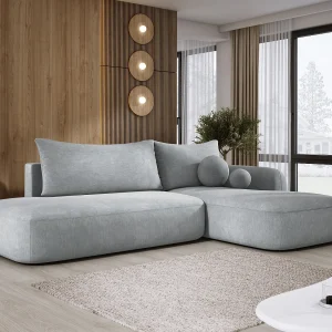 Hoekbank BABU met slaapfunctie – Moderne lounge voor woonkamer, functionele slaapbank in stof CLOUD, 300x105x60cm, rechterzijde, Lichtgrijs Hoekbank BABU met slaapfunctie – Moderne lounge voor woonkamer, functionele slaapbank in stof CLOUD, 300x105x60cm, rechterzijde, Lichtgrijs