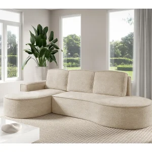 Hoekbank MOLLY met Slaapfunctie – Halfrond, Vrijstaand, Slaapoppervlak 140x207cm, 3 Grote Kussens, Abriamo Stof, 277x157x88cm, Links Beige Hoekbank MOLLY met Slaapfunctie – Halfrond, Vrijstaand, Slaapoppervlak 140x207cm, 3 Grote Kussens, Abriamo Stof, 277x157x88cm, Links Beige