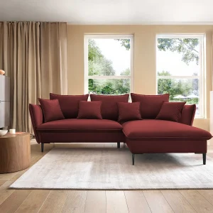 Hoekbank GLOSS met slaapfunctie, ottomane & gouden poten – fluwelen bank in GLOSSstijl met sierkussens, 258x167x91cm, Rechterkant MUNT Hoekbank GLOSS met slaapfunctie, ottomane & gouden poten – fluwelen bank in GLOSSstijl met sierkussens, 258x167x91cm, Rechterkant MUNT