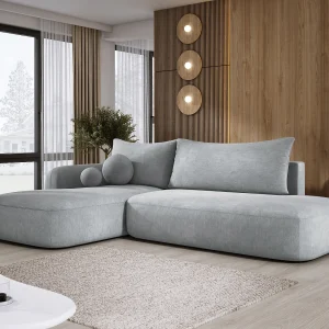Hoekbank BABU met slaapfunctie – Moderne lounge voor woonkamer, functionele slaapbank in stof CLOUD, 300x105x60cm, linkerzijde, Lichtgrijs Hoekbank BABU met slaapfunctie – Moderne lounge voor woonkamer, functionele slaapbank in stof CLOUD, 300x105x60cm, linkerzijde, Lichtgrijs