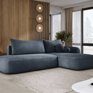 Hoekbank BABU met slaapfunctie – Moderne lounge voor woonkamer, functionele slaapbank in stof CLOUD, 300x105x60cm, rechterzijde, Grafiet Hoekbank BABU met slaapfunctie – Moderne lounge voor woonkamer, functionele slaapbank in stof CLOUD, 300x105x60cm, rechterzijde, Grafiet