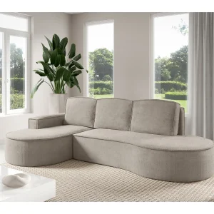 Hoekbank MOLLY met Slaapfunctie – Halfrond, Vrijstaand, Slaapoppervlak 140x207cm, 3 Grote Kussens, Abriamo Stof, 277x157x88cm, Links Essen Hoekbank MOLLY met Slaapfunctie – Halfrond, Vrijstaand, Slaapoppervlak 140x207cm, 3 Grote Kussens, Abriamo Stof, 277x157x88cm, Links Essen