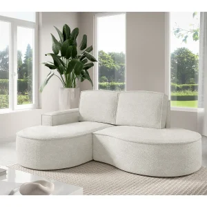 Hoekbank MOLLY – Halfrond, Abriamo-Bouclé, Losse Kussens, Bouclé-bekleding, 210x157x88 cm, Links Wit Hoekbank MOLLY – Halfrond, Abriamo-Bouclé, Losse Kussens, Bouclé-bekleding, 210x157x88 cm, Links Wit