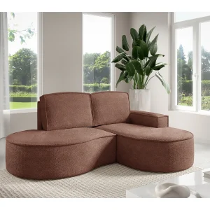 Hoekbank MOLLY – Halfrond, Abriamo-Bouclé, Losse Kussens, Bouclé-bekleding, 210x157x88 cm, Rechts Bruin Hoekbank MOLLY – Halfrond, Abriamo-Bouclé, Losse Kussens, Bouclé-bekleding, 210x157x88 cm, Rechts Bruin