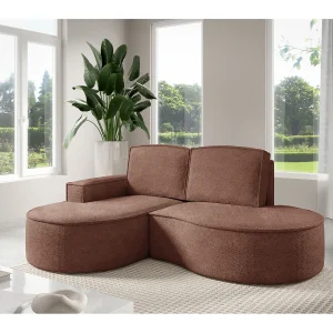 Hoekbank MOLLY – Halfrond, Abriamo-Bouclé, Losse Kussens, Bouclé-bekleding, 210x157x88 cm, Links Bruin Hoekbank MOLLY – Halfrond, Abriamo-Bouclé, Losse Kussens, Bouclé-bekleding, 210x157x88 cm, Links Bruin