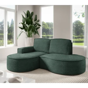 Hoekbank MOLLY – Halfrond, Abriamo-Bouclé, Losse Kussens, Bouclé-bekleding, 210x157x88 cm, Links Groen Hoekbank MOLLY – Halfrond, Abriamo-Bouclé, Losse Kussens, Bouclé-bekleding, 210x157x88 cm, Links Groen