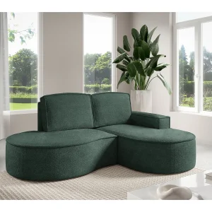 Hoekbank MOLLY – Halfrond, Abriamo-Bouclé, Losse Kussens, Bouclé-bekleding, 210x157x88 cm, Rechts Groen Hoekbank MOLLY – Halfrond, Abriamo-Bouclé, Losse Kussens, Bouclé-bekleding, 210x157x88 cm, Rechts Groen