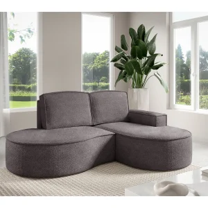 Hoekbank MOLLY – Halfrond, Abriamo-Bouclé, Losse Kussens, Bouclé-bekleding, 210x157x88 cm, Rechts Zijdegrijs Hoekbank MOLLY – Halfrond, Abriamo-Bouclé, Losse Kussens, Bouclé-bekleding, 210x157x88 cm, Rechts Zijdegrijs
