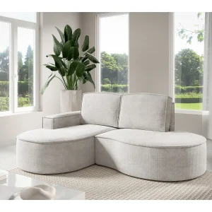 Hoekbank MOLLY Zonder Slaapfunctie – Halfrond, Curio-Bouclé-Stof, Met Losse Rugkussens, Zachte Bouclé-Bekleding, 210x157x88 cm, Linkerzijde Wit Hoekbank MOLLY Zonder Slaapfunctie – Halfrond, Curio-Bouclé-Stof, Met Losse Rugkussens, Zachte Bouclé-Bekleding, 210x157x88 cm, Linkerzijde Wit