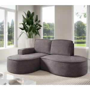 Hoekbank MOLLY – Halfrond, Abriamo-Bouclé, Losse Kussens, Bouclé-bekleding, 210x157x88 cm, Links Zijdegrijs Hoekbank MOLLY – Halfrond, Abriamo-Bouclé, Losse Kussens, Bouclé-bekleding, 210x157x88 cm, Links Zijdegrijs