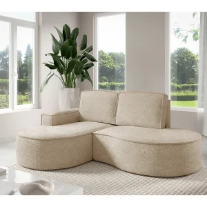 Hoekbank MOLLY – Halfrond, Abriamo-Bouclé, Losse Kussens, Bouclé-bekleding, 210x157x88 cm, Links Beige Hoekbank MOLLY – Halfrond, Abriamo-Bouclé, Losse Kussens, Bouclé-bekleding, 210x157x88 cm, Links Beige