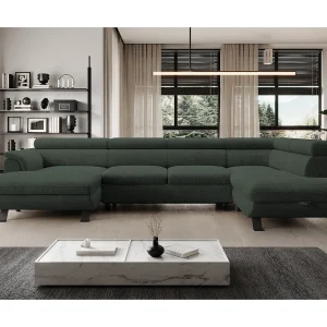 Hoekbank RAVEN XL met slaapfunctie, uittrekbed, verstelbare hoofdsteunen, opbergruimte, 334x198x162cm Rechts Bosgroen Hoekbank RAVEN XL met slaapfunctie, uittrekbed, verstelbare hoofdsteunen, opbergruimte, 334x198x162cm Rechts Bosgroen
