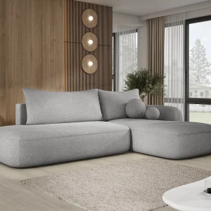 Hoekbank BABU met slaapfunctie – Moderne lounge voor woonkamer, functionele slaapbank in stof NOW OR NEVER, 300x105x60cm, rechterzijde, GRAFIET Hoekbank BABU met slaapfunctie – Moderne lounge voor woonkamer, functionele slaapbank in stof NOW OR NEVER, 300x105x60cm, rechterzijde, GRAFIET