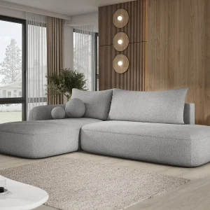Hoekbank BABU met slaapfunctie – Moderne lounge voor woonkamer, functionele slaapbank in stof NOW OR NEVER, 300x105x60cm, linkerzijde, GRAFIET Hoekbank BABU met slaapfunctie – Moderne lounge voor woonkamer, functionele slaapbank in stof NOW OR NEVER, 300x105x60cm, linkerzijde, GRAFIET