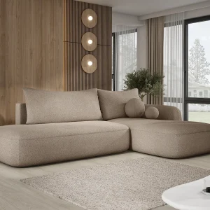 Hoekbank BABU met slaapfunctie – Moderne lounge voor woonkamer, functionele slaapbank in stof NOW OR NEVER, 300x105x60cm, rechterzijde, GROEN Hoekbank BABU met slaapfunctie – Moderne lounge voor woonkamer, functionele slaapbank in stof NOW OR NEVER, 300x105x60cm, rechterzijde, GROEN