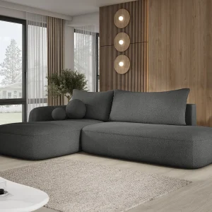 Hoekbank BABU met slaapfunctie – Moderne lounge voor woonkamer, functionele slaapbank in stof NOW OR NEVER, 300x105x60cm, linkerzijde, ZWART Hoekbank BABU met slaapfunctie – Moderne lounge voor woonkamer, functionele slaapbank in stof NOW OR NEVER, 300x105x60cm, linkerzijde, ZWART