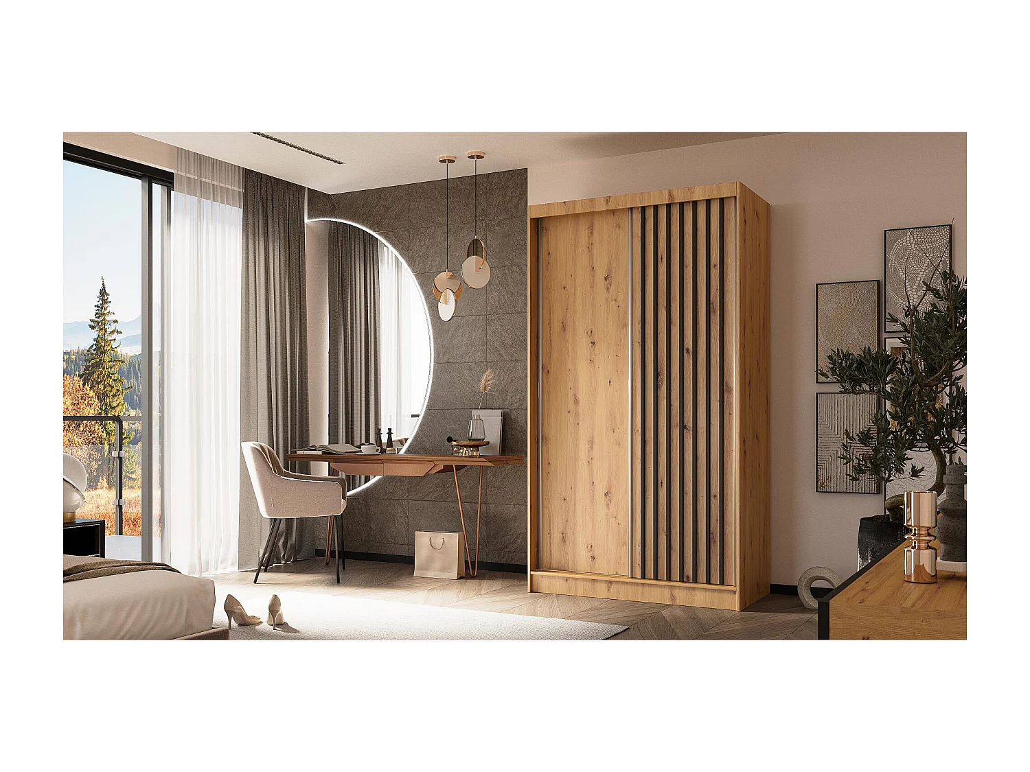 Hangkast Helios 120/216/61 eiken Artisan+zwart met laden