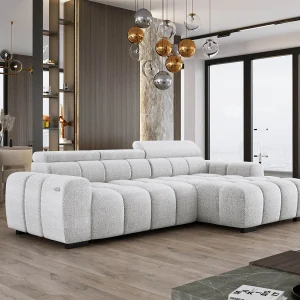 Hoekbank OMBO 285x168x77/97 cm, Rechterkant, Slaapfunctie, Elektrisch Uitschuifbaar Zitvlak, Verstelbare Hoofdsteunen, Essenhout EDEN-stof Hoekbank OMBO 285x168x77/97 cm, Rechterkant, Slaapfunctie, Elektrisch Uitschuifbaar Zitvlak, Verstelbare Hoofdsteunen, Essenhout EDEN-stof