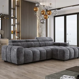 Hoekbank OMBO 285x168x77/97 cm, Rechterkant, Slaapfunctie, Elektrisch Uitschuifbaar Zitvlak, Verstelbare Hoofdsteunen, Grafiet EDEN-stof Hoekbank OMBO 285x168x77/97 cm, Rechterkant, Slaapfunctie, Elektrisch Uitschuifbaar Zitvlak, Verstelbare Hoofdsteunen, Grafiet EDEN-stof