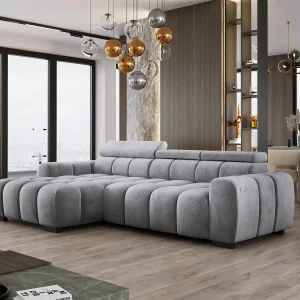 Hoekbank OMBO 285x168x77/97 cm, Linkerkant, Slaapfunctie, Elektrisch Uitschuifbaar Zitvlak, Verstelbare Hoofdsteunen, Grafiet SALVADOR-stof Hoekbank OMBO 285x168x77/97 cm, Linkerkant, Slaapfunctie, Elektrisch Uitschuifbaar Zitvlak, Verstelbare Hoofdsteunen, Grafiet SALVADOR-stof