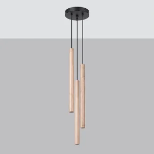 Hanglamp PASTELO modern van – 3 lichtbronnen – L.19,5 x H.115 cm – hout Hanglamp PASTELO modern van – 3 lichtbronnen – L.19,5 x H.115 cm – hout