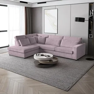 Hoekbank Parma zonder slaapfunctie roze links Hoekbank Parma zonder slaapfunctie roze links