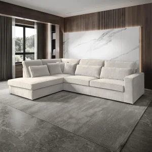 Hoekbank Parma zonder slaapfunctie beige links Hoekbank Parma zonder slaapfunctie beige links