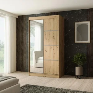 Hangkast Paco 120/215/61 2-deurs eiken Craft met spiegel Hangkast Paco 120/215/61 2-deurs eiken Craft met spiegel
