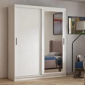 Hangkast Hela 160/205/60 2-deurs wit met spiegel Hangkast Hela 160/205/60 2-deurs wit met spiegel