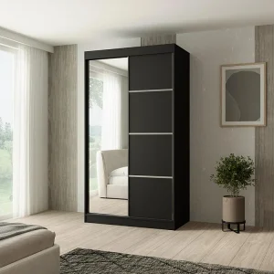 Hangkast Paco 120/215/61 2-deurs zwart met spiegel Hangkast Paco 120/215/61 2-deurs zwart met spiegel