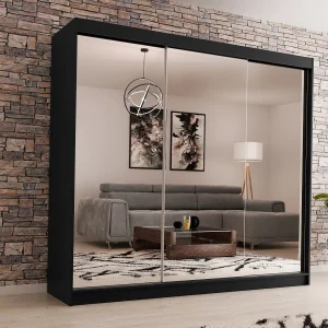 Hangkast Debra 240/216/61 zwart met spiegel Hangkast Debra 240/216/61 zwart met spiegel