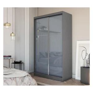 Hangkast Viva 150/216/61 grafiet met Lacobel-glas en lade-inzetstukken Hangkast Viva 150/216/61 grafiet met Lacobel-glas en lade-inzetstukken