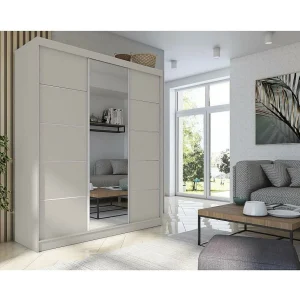 Hangkast Marika 240/216/61 kasjmier met spiegel en lade-inzetstukken Hangkast Marika 240/216/61 kasjmier met spiegel en lade-inzetstukken