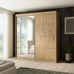 Hangkast Paco 200/215/61 2-deurs eiken Craft met spiegel Hangkast Paco 200/215/61 2-deurs eiken Craft met spiegel
