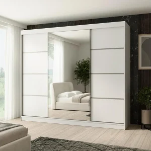 Hangkast Paco 250/215/61 3-deurs wit met spiegel Hangkast Paco 250/215/61 3-deurs wit met spiegel