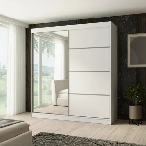 Hangkast Paco 200/215/61 2-deurs wit met spiegel Hangkast Paco 200/215/61 2-deurs wit met spiegel