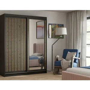 Hangkast Donatello 180/205/60 2-deurs zwart met spiegel Hangkast Donatello 180/205/60 2-deurs zwart met spiegel